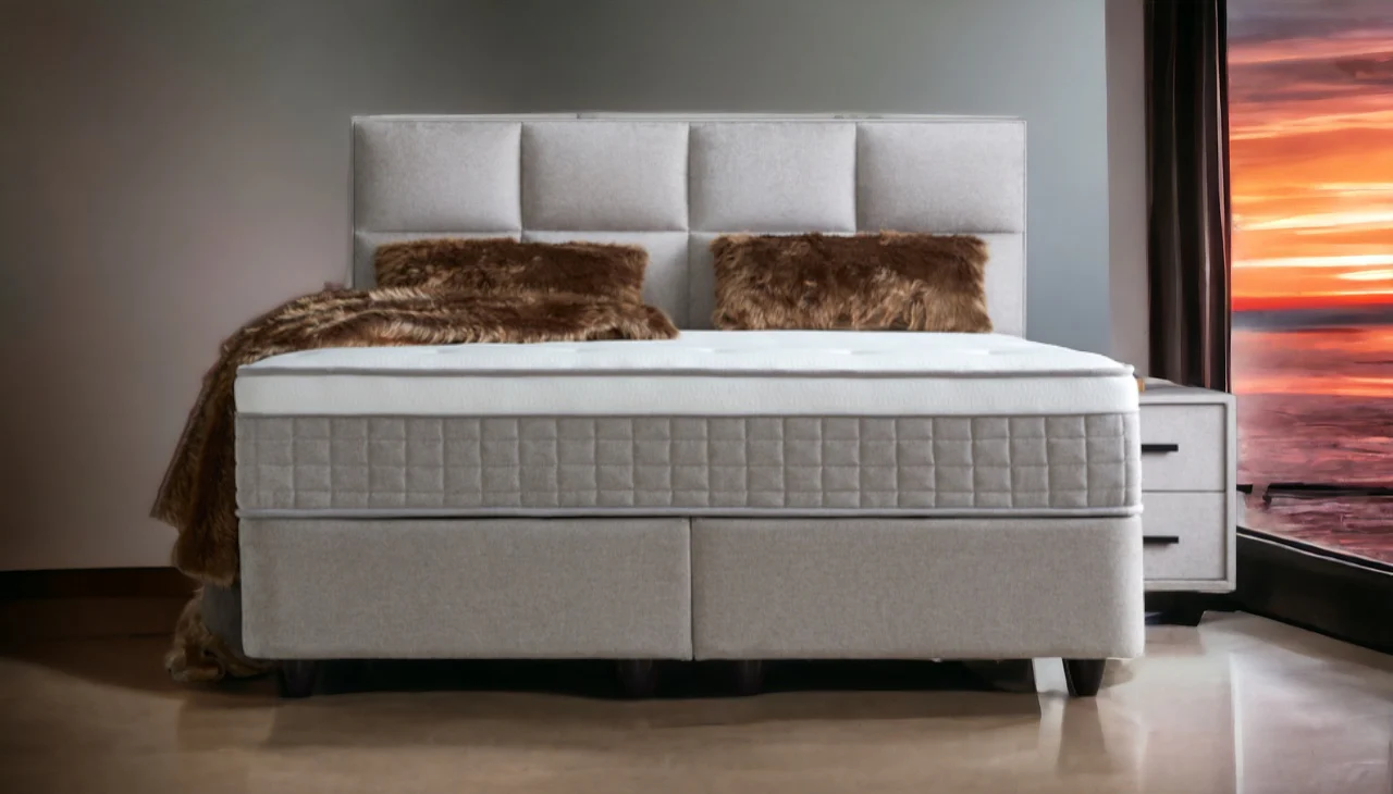 Boxspringbett Ayana Hellgrau/Beige Voll-orthopädisches Komfortbett mit Bettkasten, Stauraum, inkl. kostenlose Lieferung und Montage - Image 5