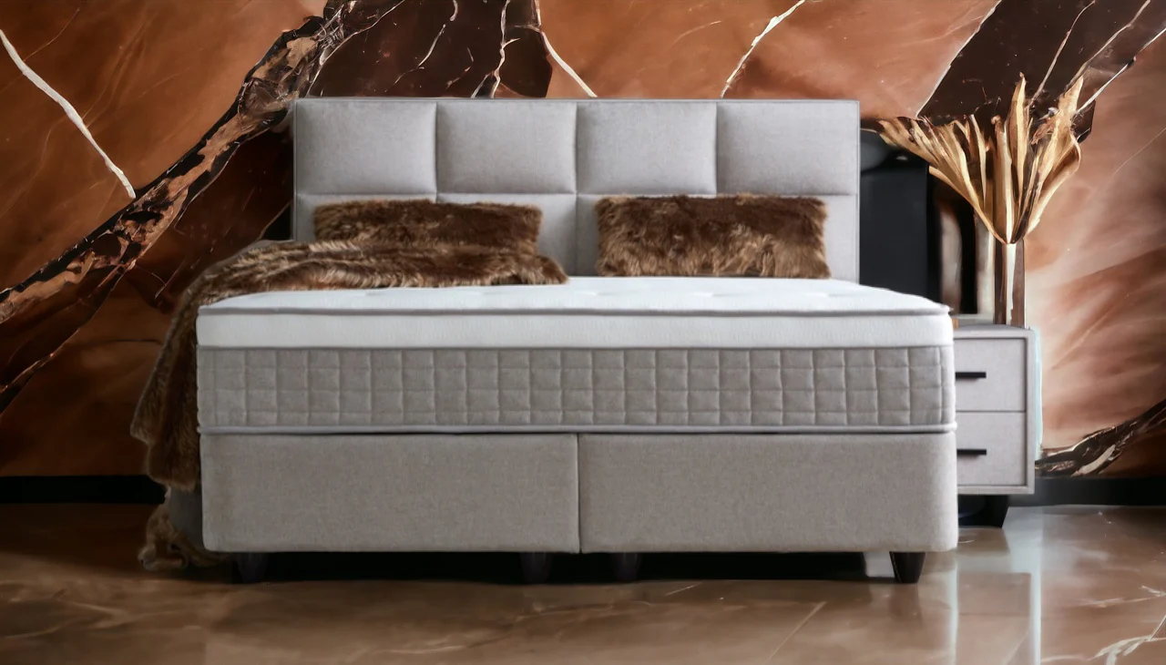 Boxspringbett Ayana Hellgrau/Beige Voll-orthopädisches Komfortbett mit Bettkasten, Stauraum, inkl. kostenlose Lieferung und Montage - Image 6