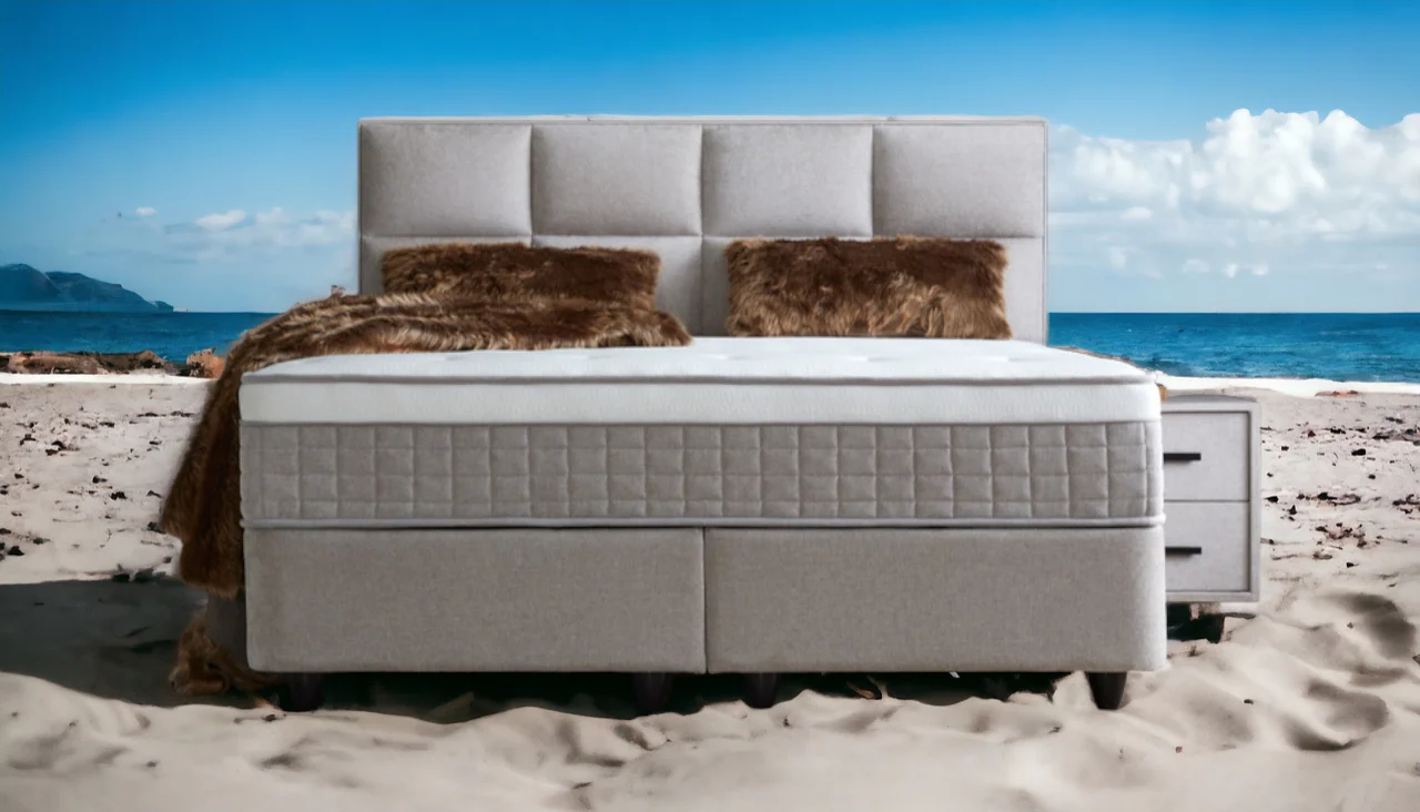 Boxspringbett Ayana Hellgrau/Beige Voll-orthopädisches Komfortbett mit Bettkasten, Stauraum, inkl. kostenlose Lieferung und Montage - Image 7