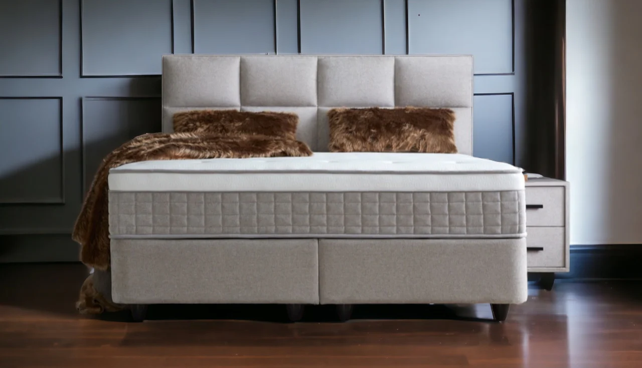 Boxspringbett Ayana Hellgrau/Beige Voll-orthopädisches Komfortbett mit Bettkasten, Stauraum, inkl. kostenlose Lieferung und Montage - Image 9