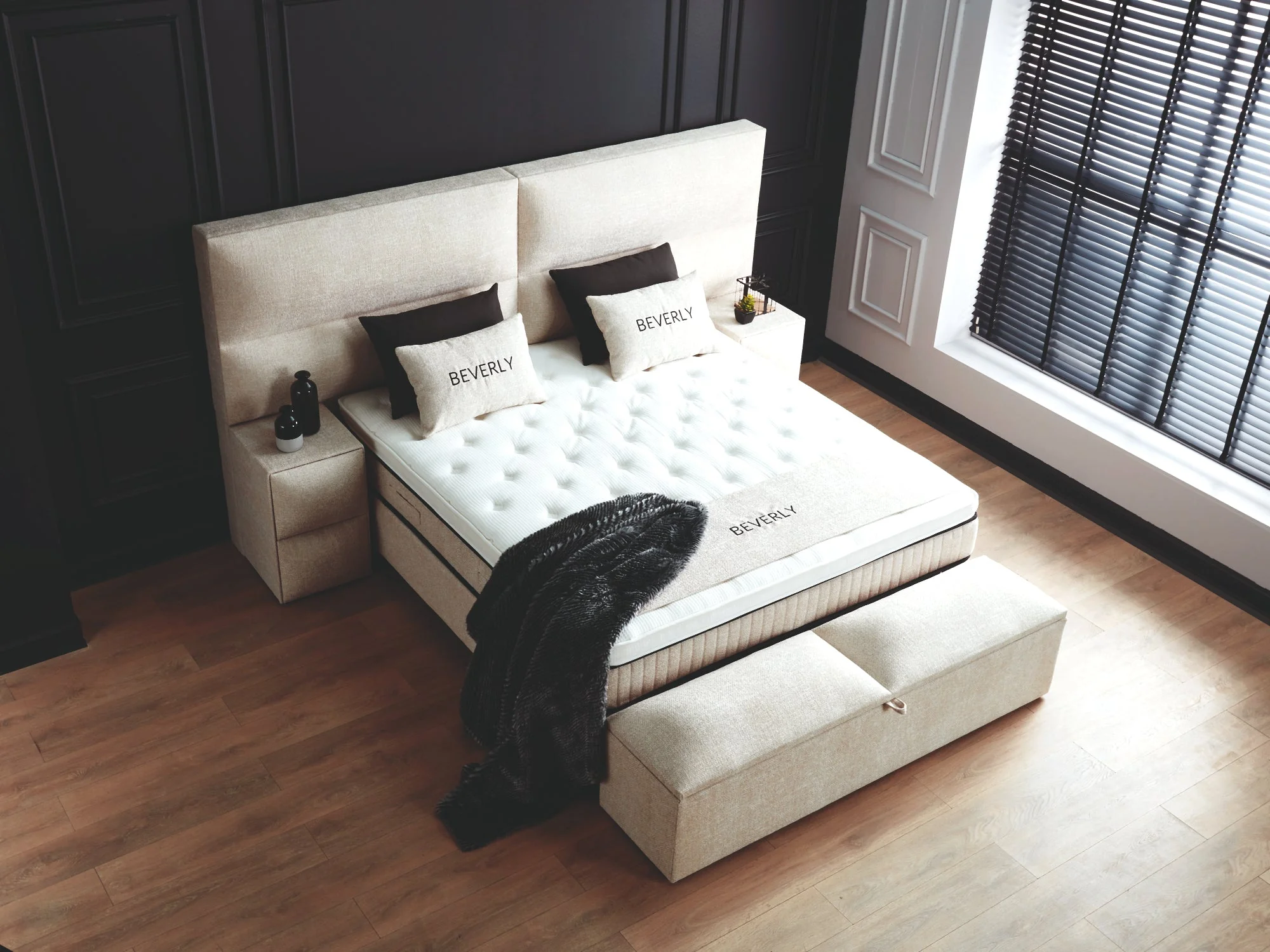 Boxspringbett Beverly Beige Voll-orthopädisches Komfortbett mit Bettkasten, Stauraum, inkl. kostenlose Lieferung und Montage - Image 7