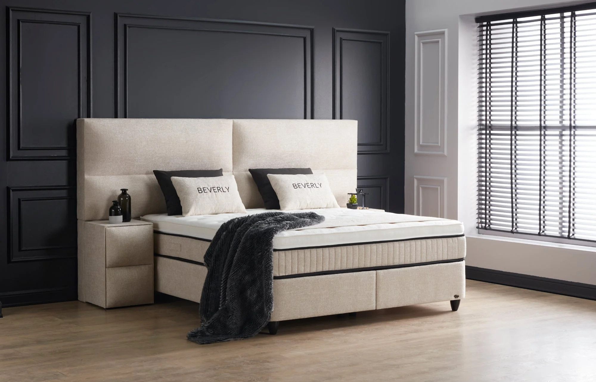 Boxspringbett Beverly Beige Voll-orthopädisches Komfortbett mit Bettkasten, Stauraum, inkl. kostenlose Lieferung und Montage - Image 8