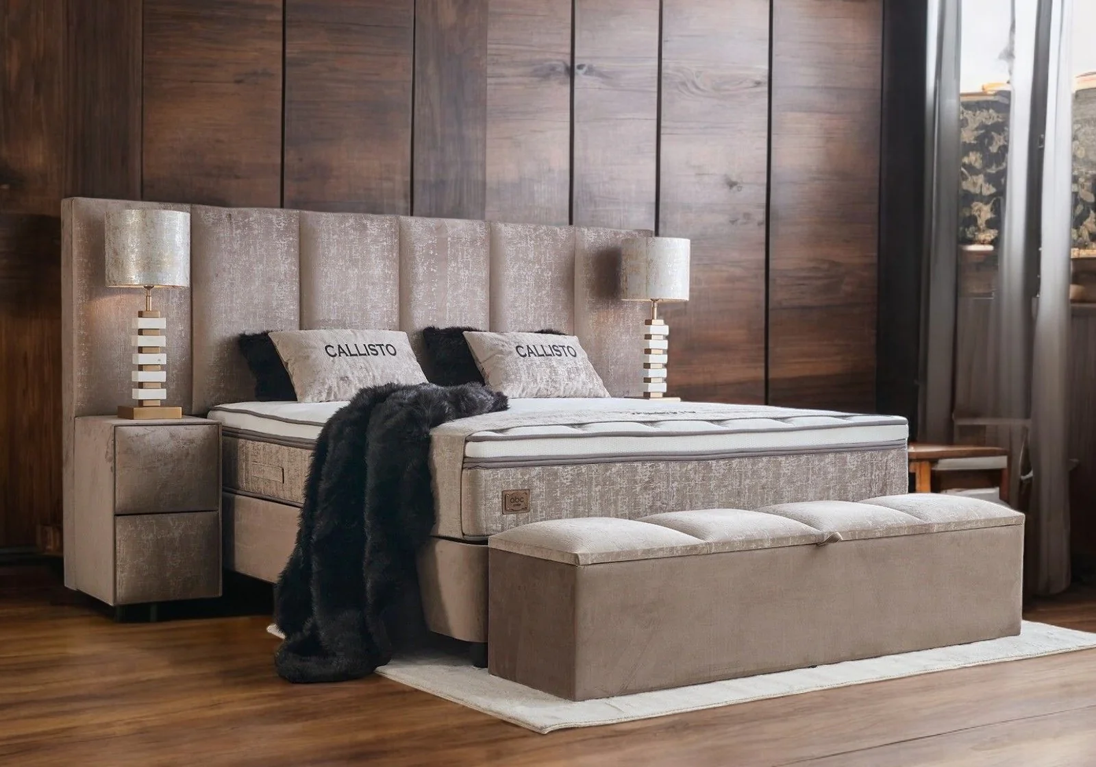 Boxspringbett Callisto Beige Voll-orthopädisches Komfortbett mit Bettkasten, Stauraum, inkl. kostenlose Lieferung und Montage - Image 10