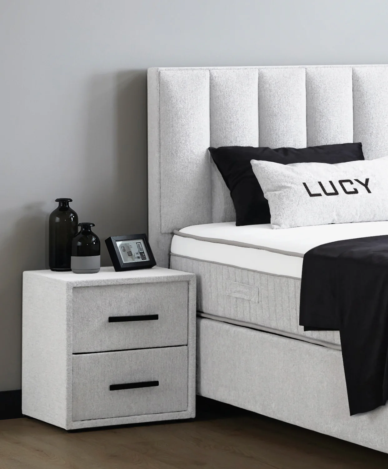 Boxspringbett Lucy Creme Voll-orthopädisches Komfortbett mit Bettkasten, Stauraum, inkl. kostenlose Lieferung und Montage - Image 6