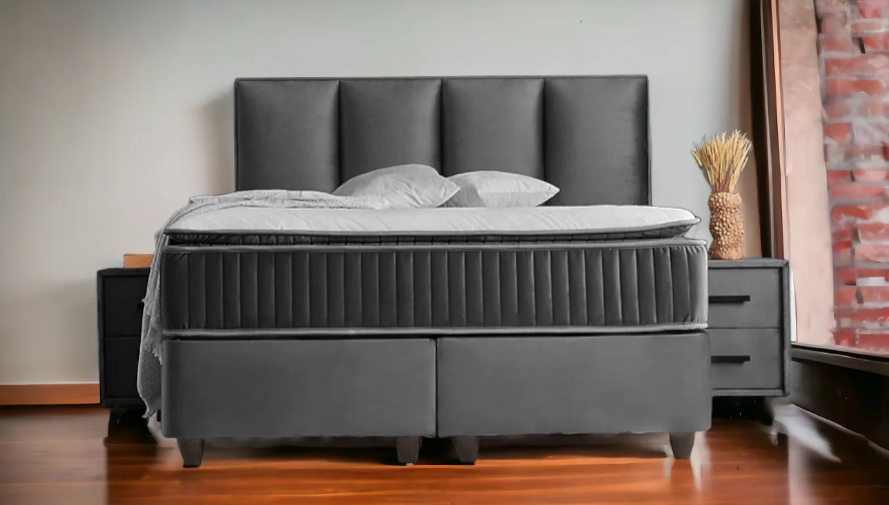 Boxspringbett Nora Grau Voll-orthopädisches Komfortbett mit Bettkasten, Stauraum, inkl. kostenlose Lieferung und Montage - Image 11