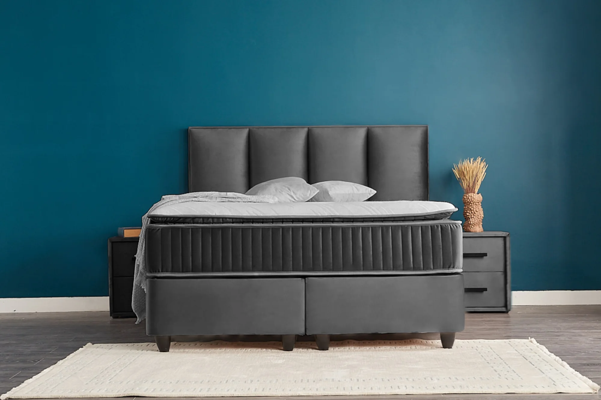 Boxspringbett Nora Grau Voll-orthopädisches Komfortbett mit Bettkasten, Stauraum, inkl. kostenlose Lieferung und Montage - Image 13