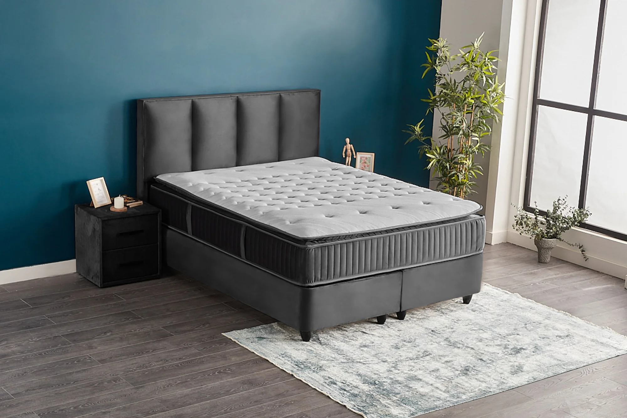 Boxspringbett Nora Grau Voll-orthopädisches Komfortbett mit Bettkasten, Stauraum, inkl. kostenlose Lieferung und Montage - Image 16