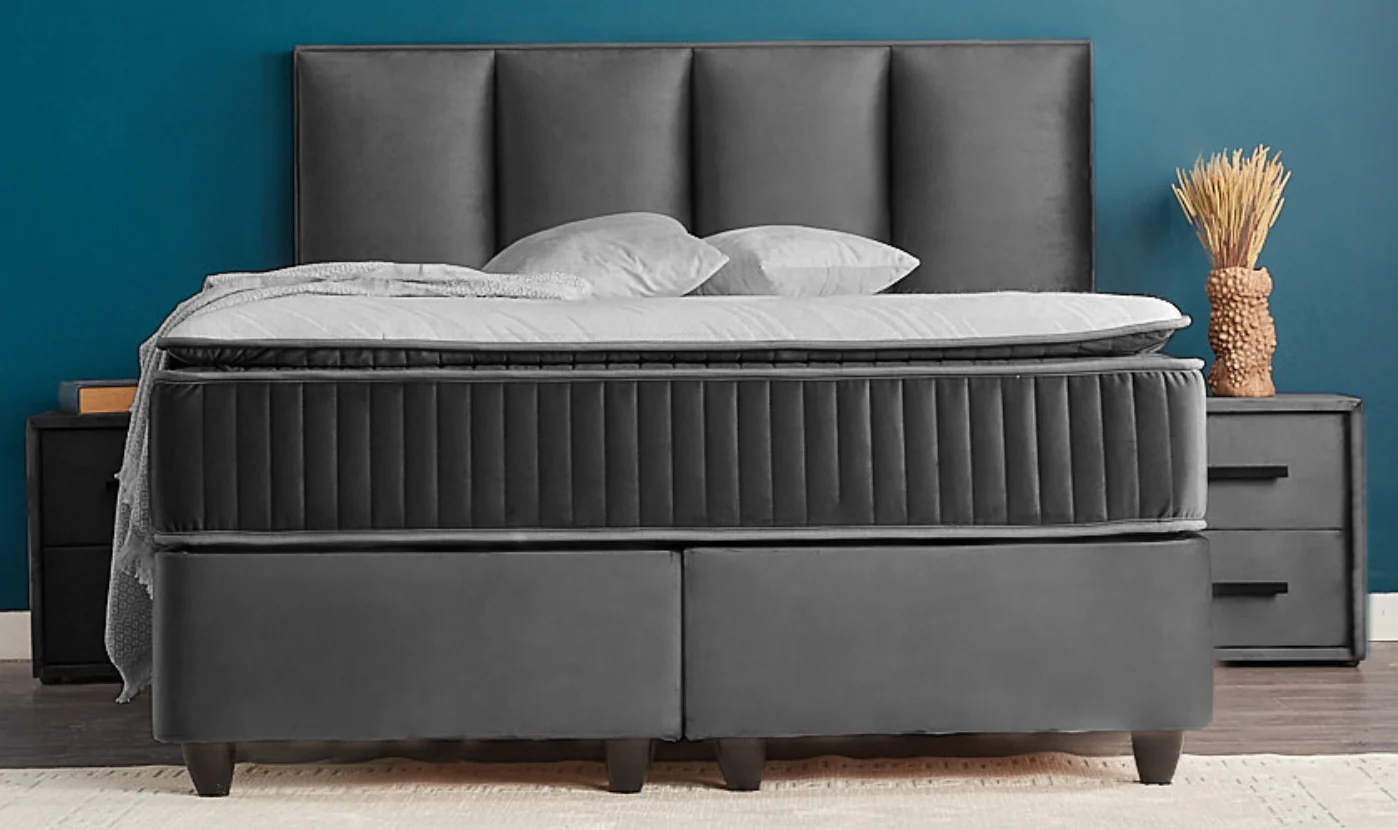 Boxspringbett Nora Grau Voll-orthopädisches Komfortbett mit Bettkasten, Stauraum, inkl. kostenlose Lieferung und Montage - Image 17