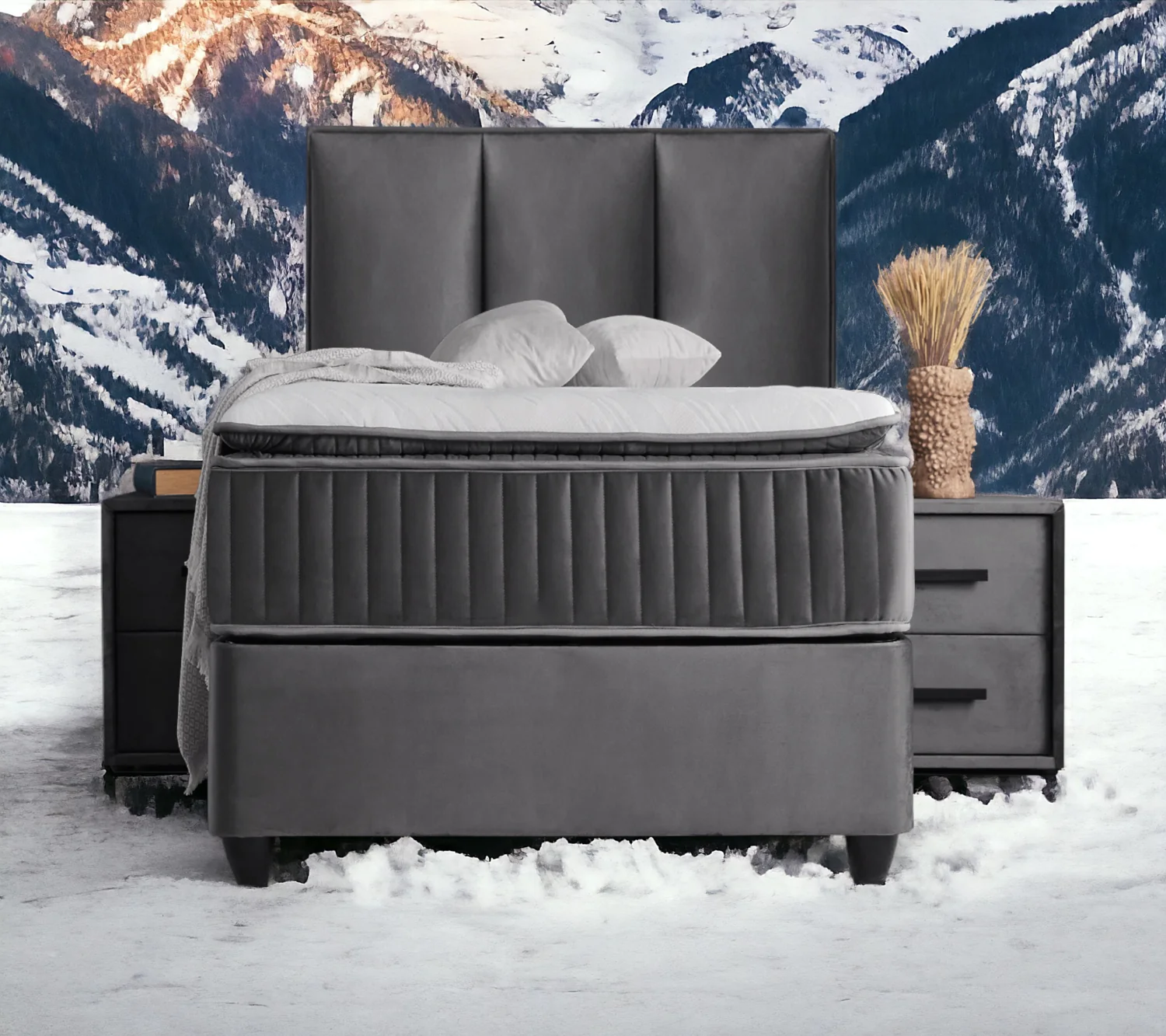 Boxspringbett Nora Grau Voll-orthopädisches Komfortbett mit Bettkasten, Stauraum, inkl. kostenlose Lieferung und Montage - Image 24