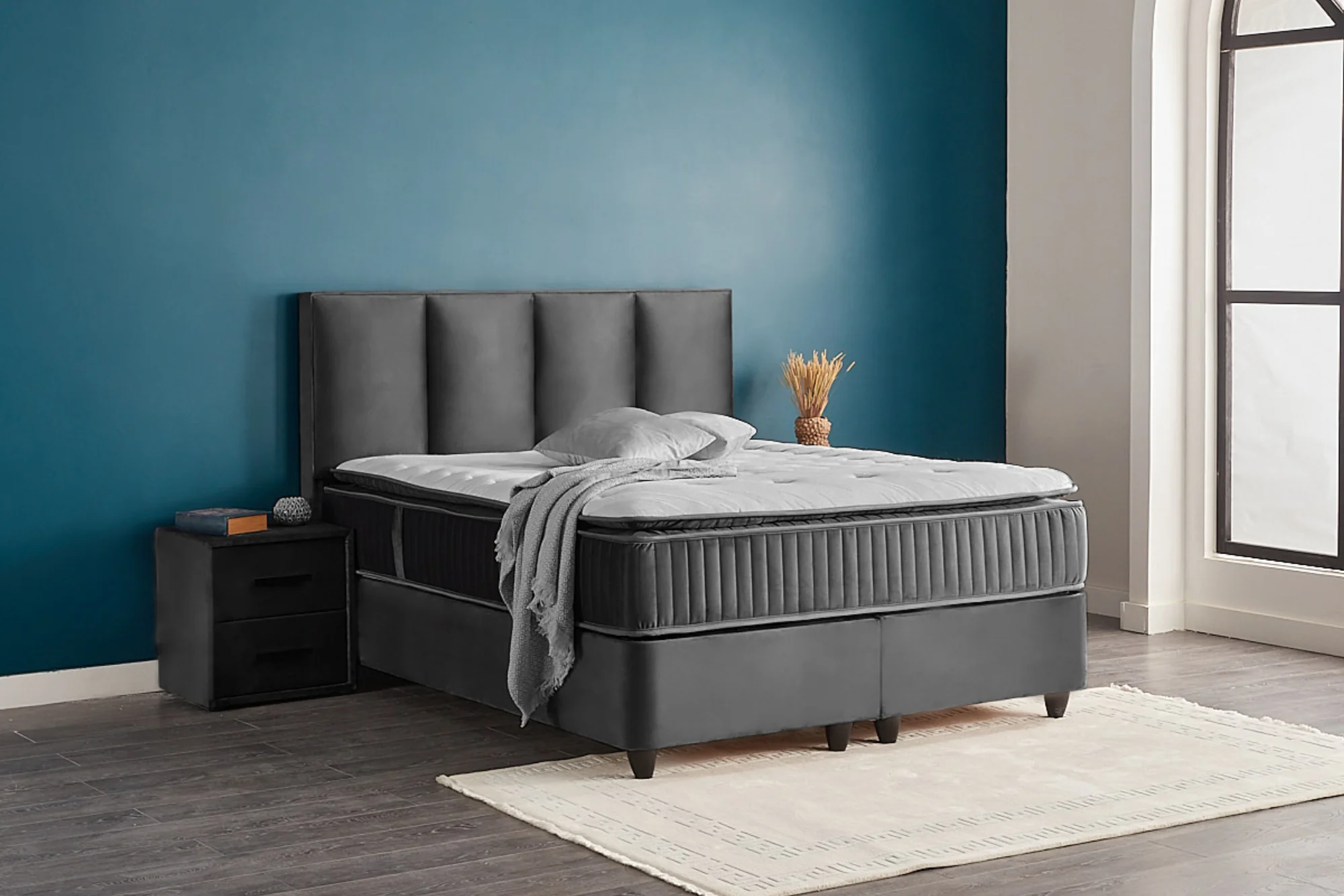 Boxspringbett Nora Grau Voll-orthopädisches Komfortbett mit Bettkasten, Stauraum, inkl. kostenlose Lieferung und Montage - Image 5