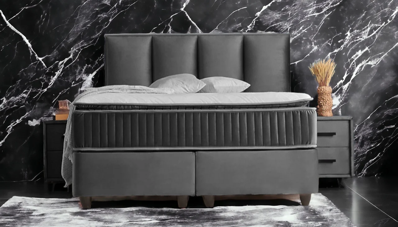 Boxspringbett Nora Grau Voll-orthopädisches Komfortbett mit Bettkasten, Stauraum, inkl. kostenlose Lieferung und Montage - Image 8