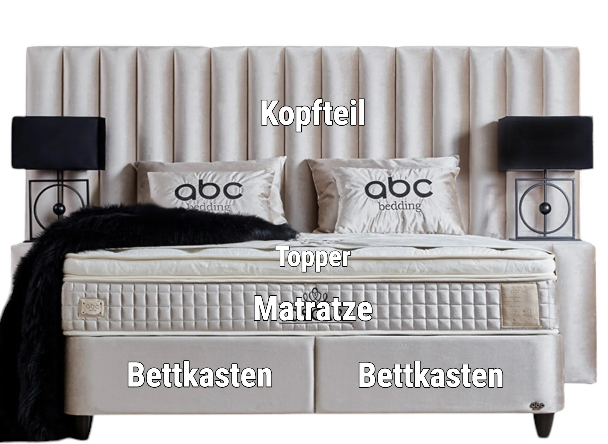 Boxspringbett Oscar Beige Voll-orthopädisches Komfortbett mit Bettkasten, Stauraum, inkl. kostenlose Lieferung und Montage - Image 3