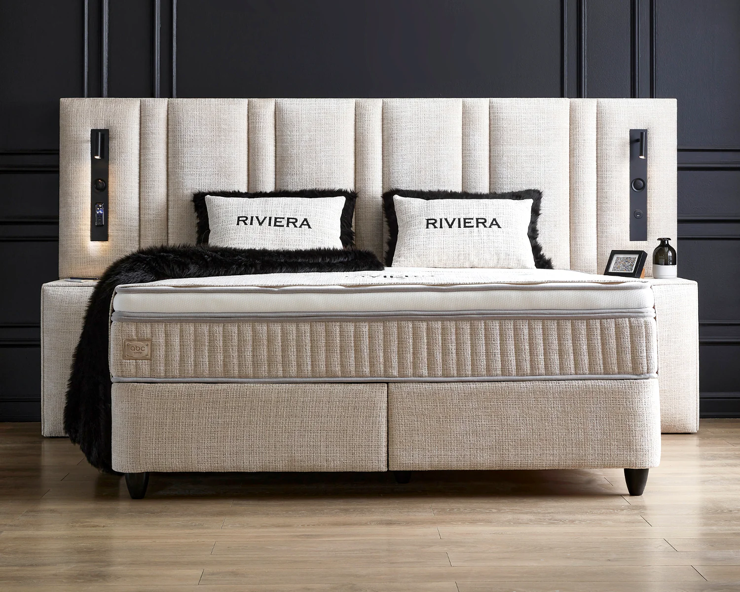 Boxspringbett Riviera Sandbeige Voll-orthopädisches Komfortbett mit Bettkasten, Stauraum, inkl. kostenlose Lieferung und Montage, inkl. Beleuchtung und integrierten USB-Steckdose im Kopfteil - Image 11