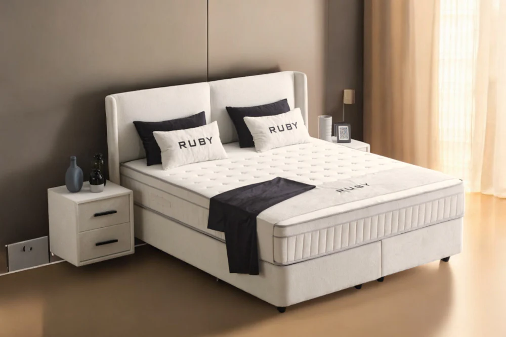 Boxspringbett Ruby Cremeweiß Voll-orthopädisches Komfortbett mit Bettkasten, Stauraum, inkl. kostenlose Lieferung und Montage - Image 6