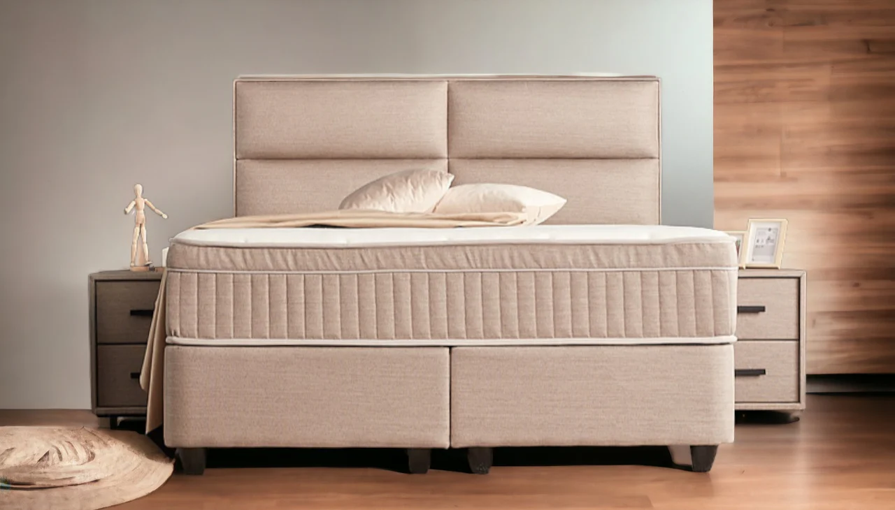 Boxspringbett Senna Beige/Braun Voll-orthopädisches Komfortbett mit Bettkasten, Stauraum, inkl. kostenlose Lieferung und Montage - Image 10