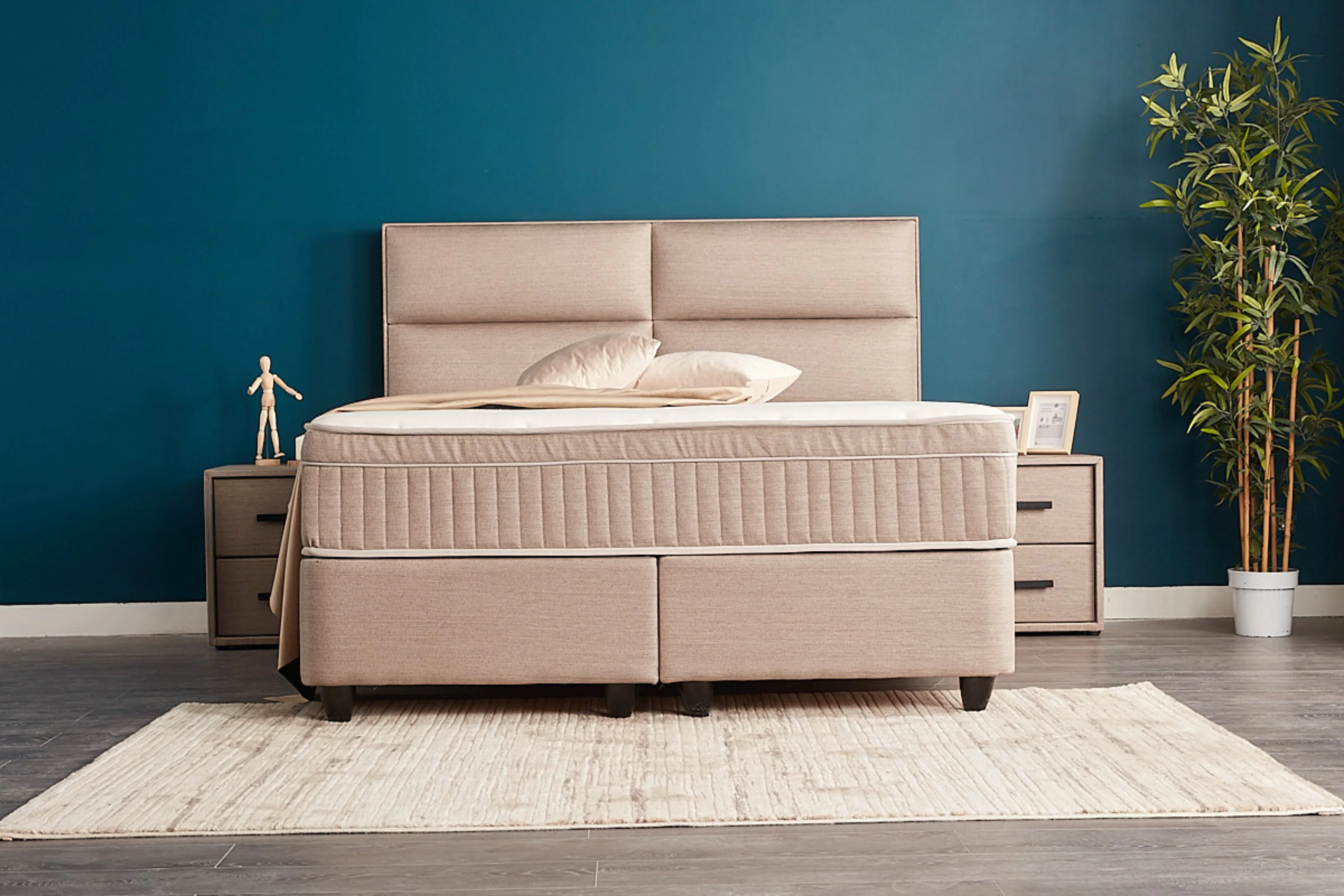 Boxspringbett Senna Beige/Braun Voll-orthopädisches Komfortbett mit Bettkasten, Stauraum, inkl. kostenlose Lieferung und Montage - Image 11