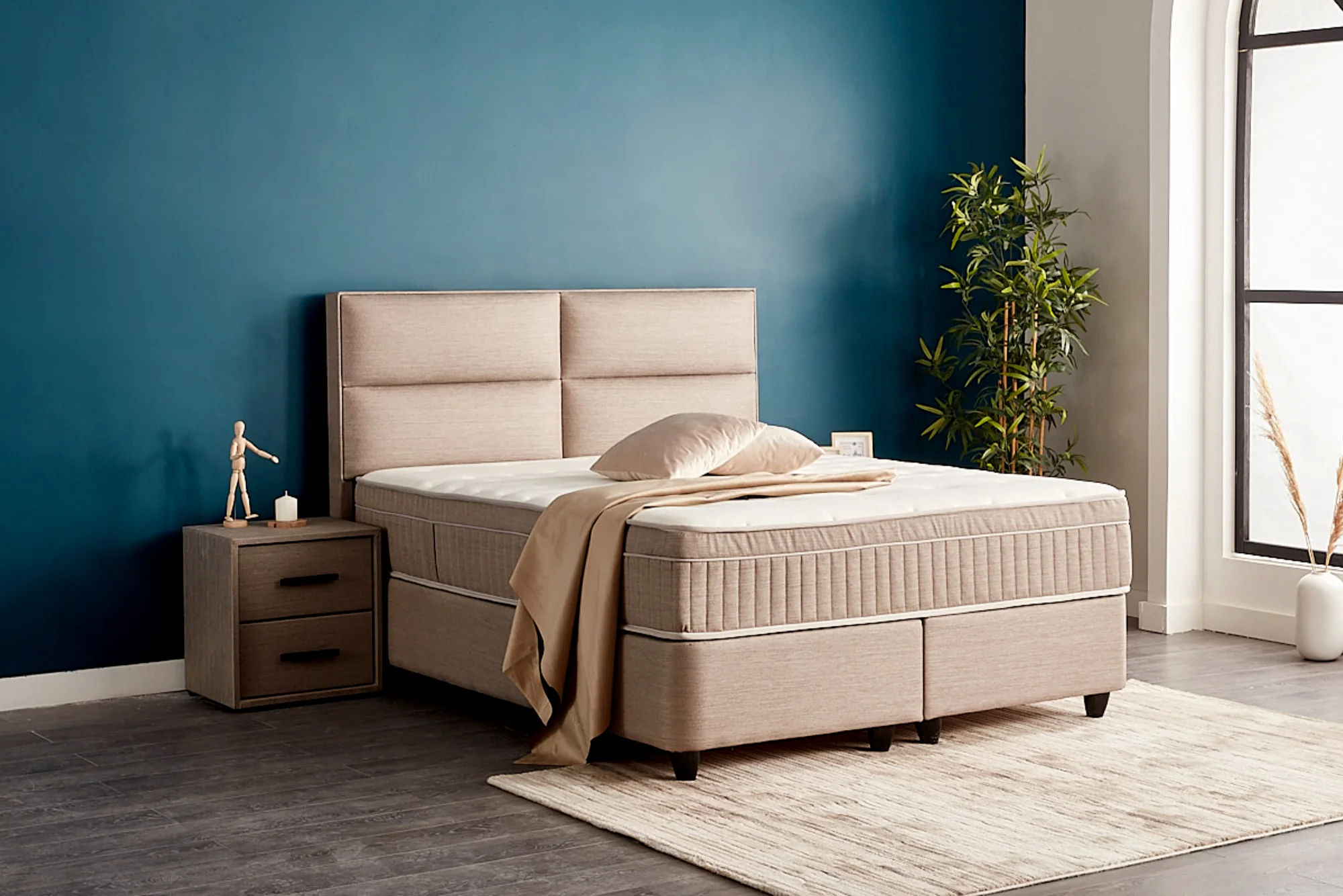 Boxspringbett Senna Beige/Braun Voll-orthopädisches Komfortbett mit Bettkasten, Stauraum, inkl. kostenlose Lieferung und Montage - Image 12