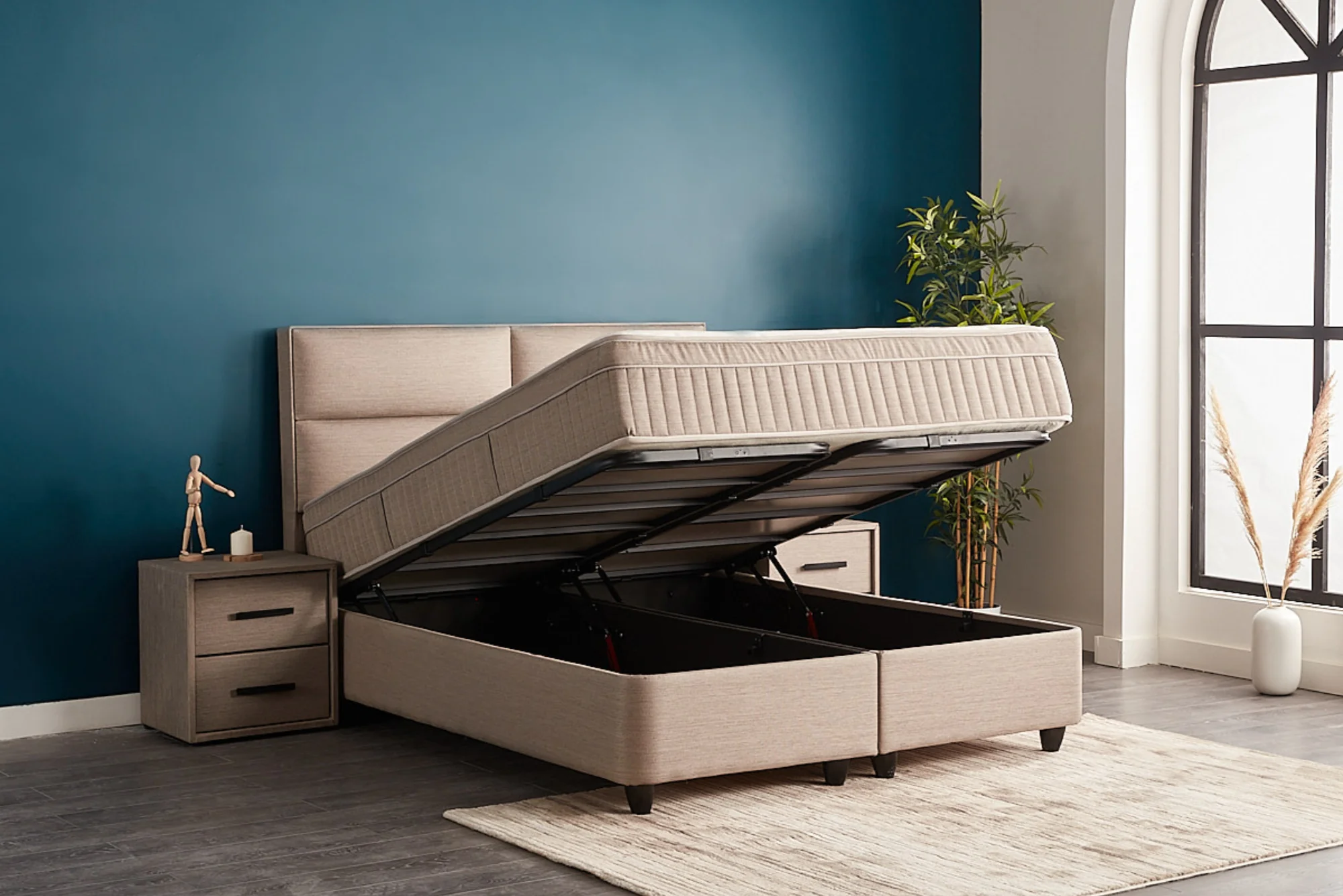 Boxspringbett Senna Beige/Braun Voll-orthopädisches Komfortbett mit Bettkasten, Stauraum, inkl. kostenlose Lieferung und Montage - Image 13