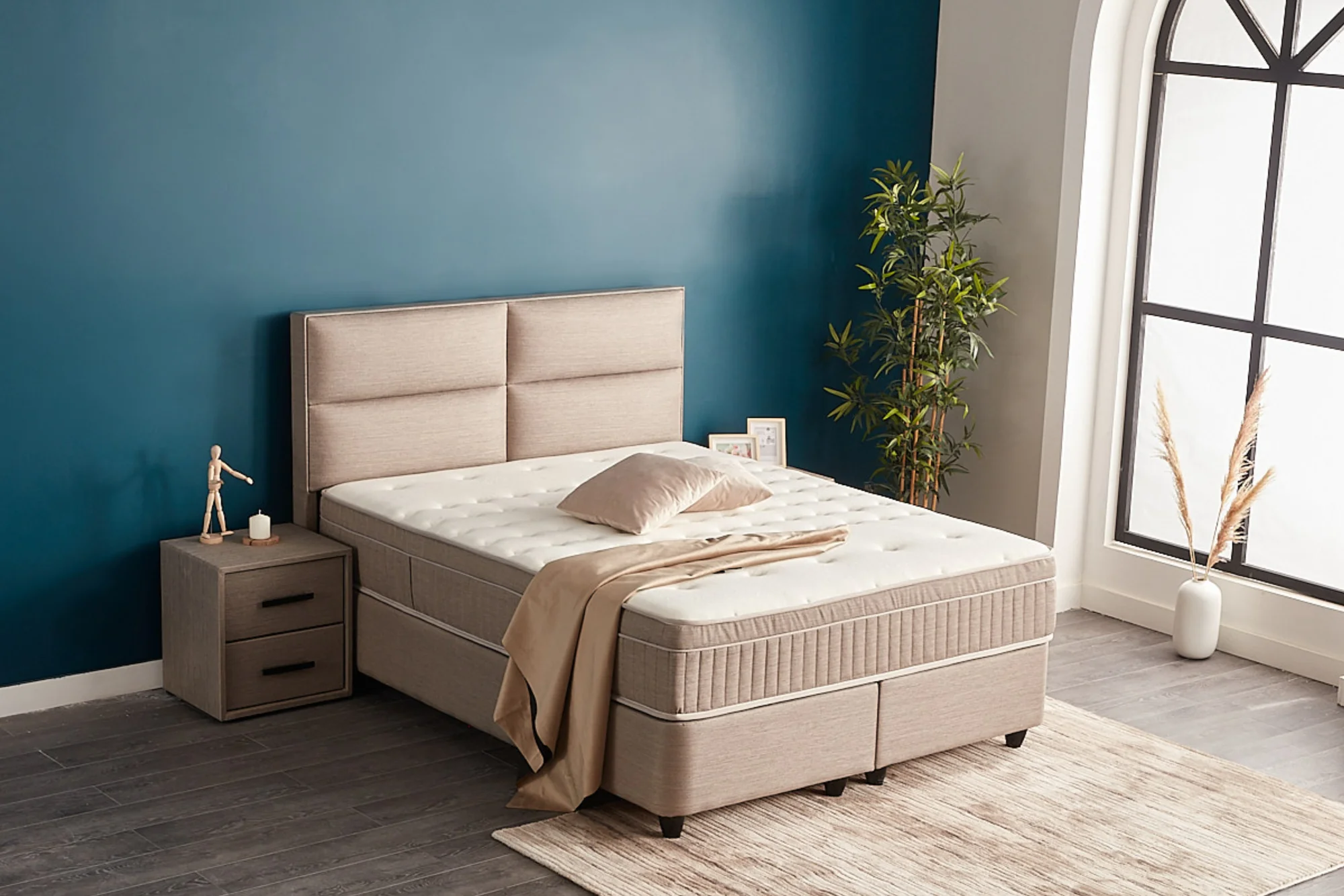 Boxspringbett Senna Beige/Braun Voll-orthopädisches Komfortbett mit Bettkasten, Stauraum, inkl. kostenlose Lieferung und Montage - Image 14