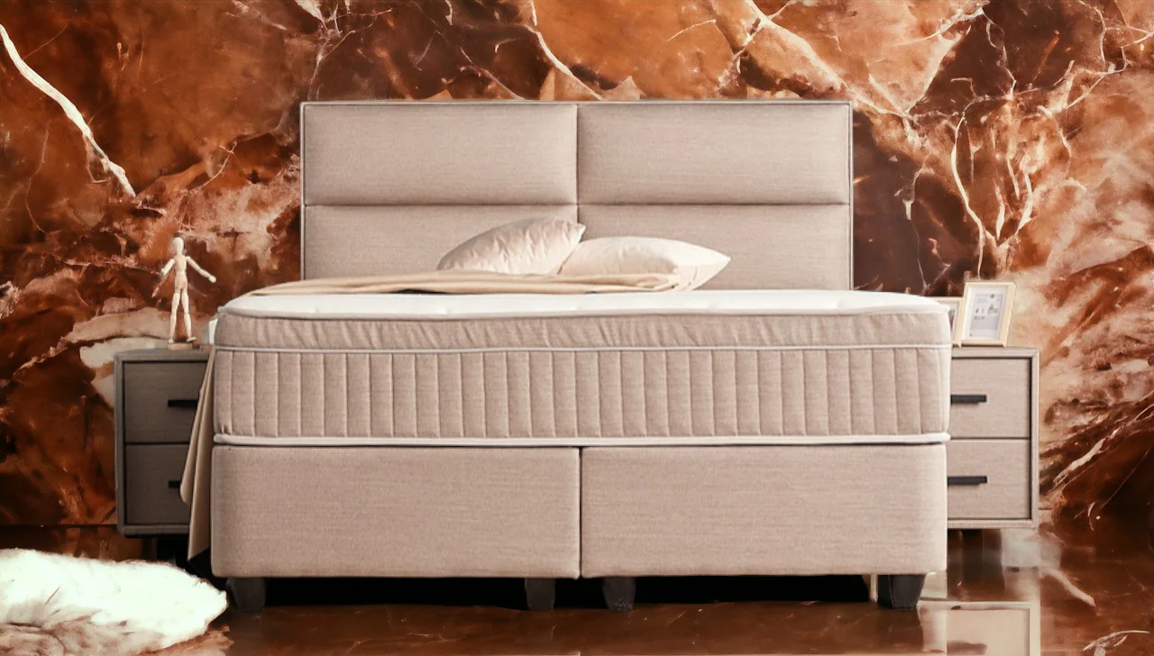 Boxspringbett Senna Beige/Braun Voll-orthopädisches Komfortbett mit Bettkasten, Stauraum, inkl. kostenlose Lieferung und Montage - Image 5