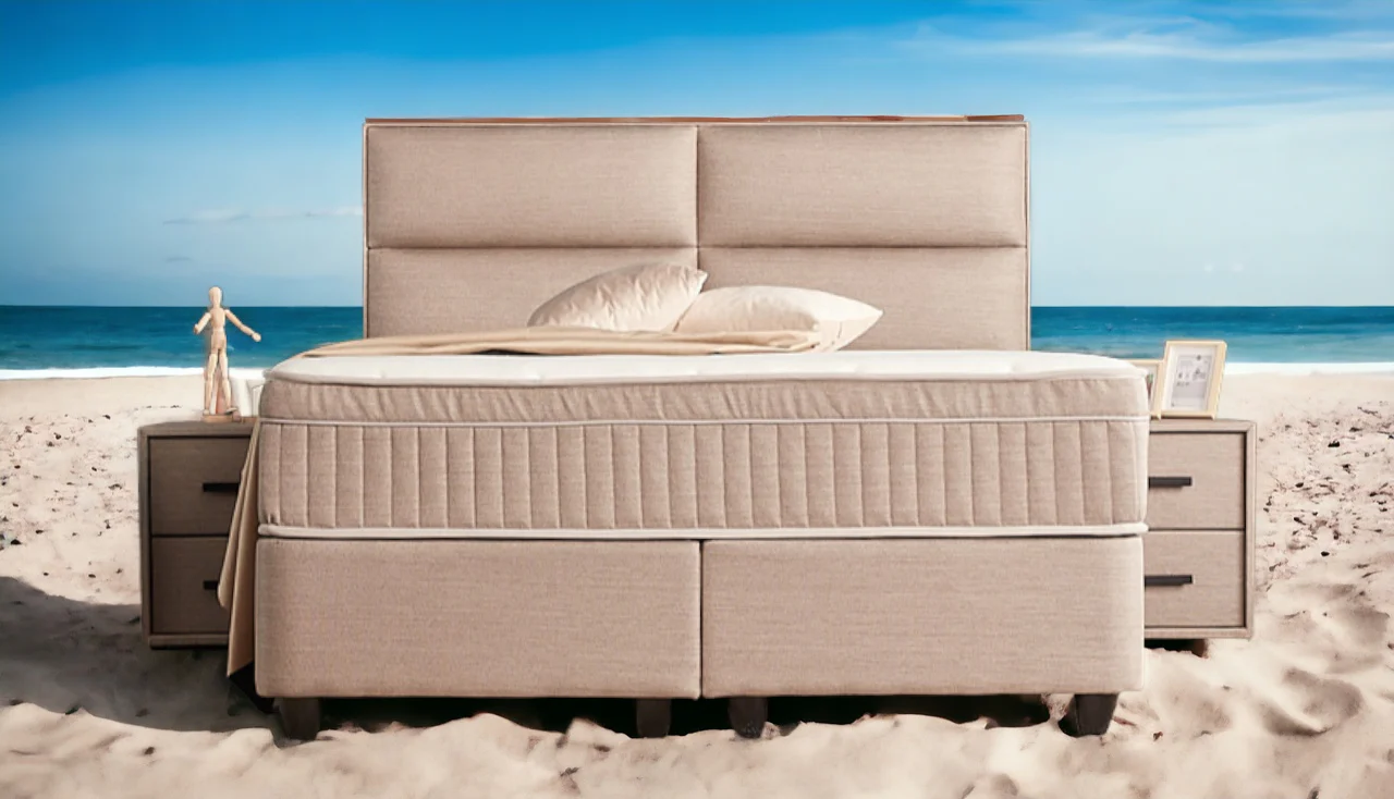 Boxspringbett Senna Beige/Braun Voll-orthopädisches Komfortbett mit Bettkasten, Stauraum, inkl. kostenlose Lieferung und Montage - Image 7