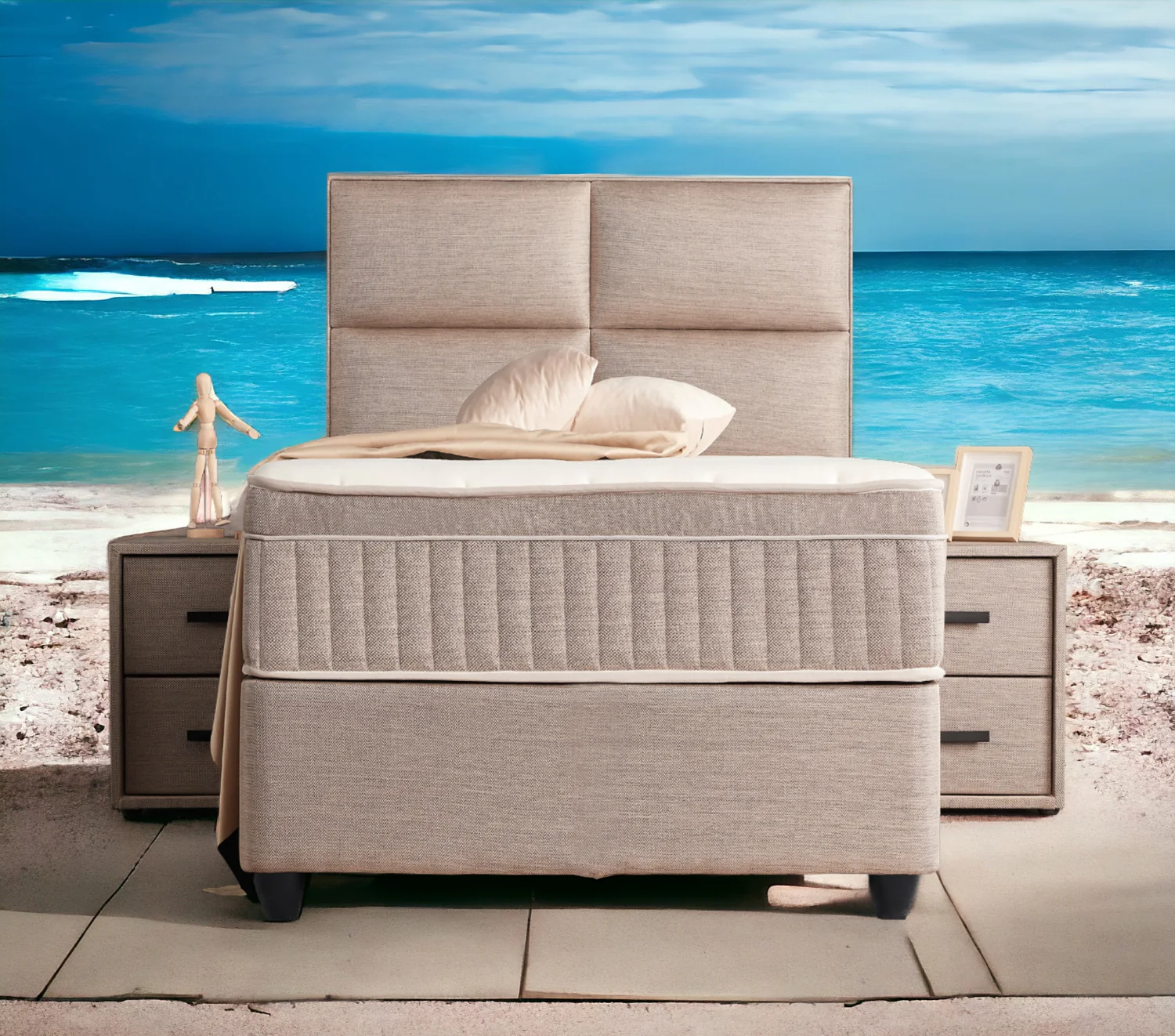 Boxspringbett Senna Beige/Braun Voll-orthopädisches Komfortbett mit Bettkasten, Stauraum, inkl. kostenlose Lieferung und Montage - Image 9