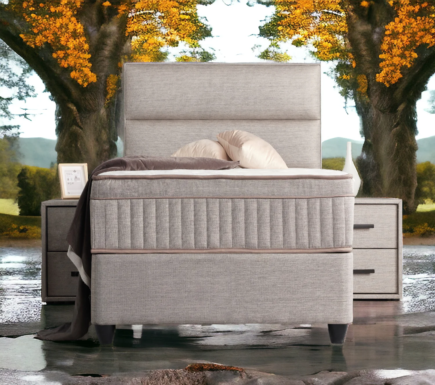 Boxspringbett Suna Hellgrau Voll-orthopädisches Komfortbett mit Bettkasten, Stauraum, inkl. kostenlose Lieferung und Montage - Image 12