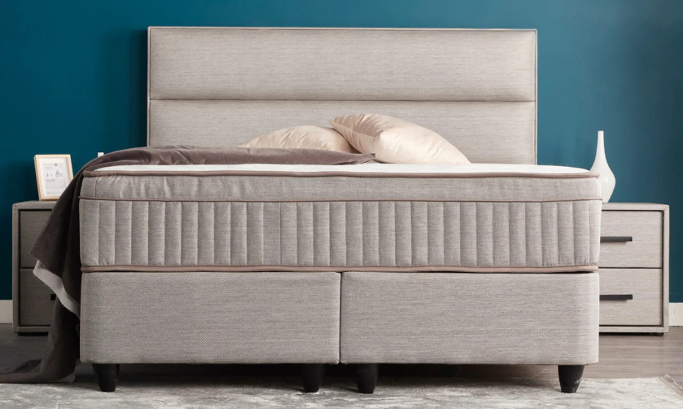 Boxspringbett Suna Hellgrau Voll-orthopädisches Komfortbett mit Bettkasten, Stauraum, inkl. kostenlose Lieferung und Montage - Image 15