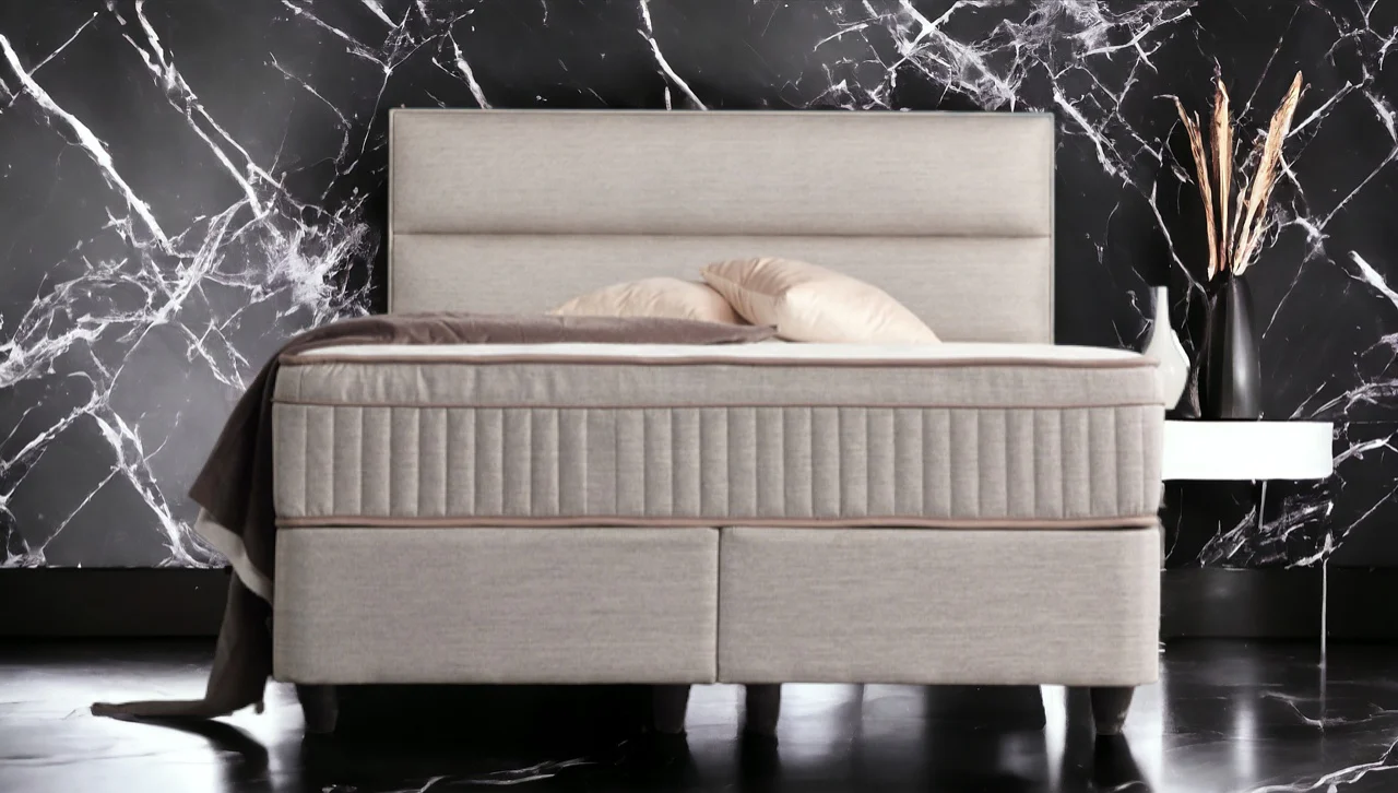 Boxspringbett Suna Hellgrau Voll-orthopädisches Komfortbett mit Bettkasten, Stauraum, inkl. kostenlose Lieferung und Montage - Image 5