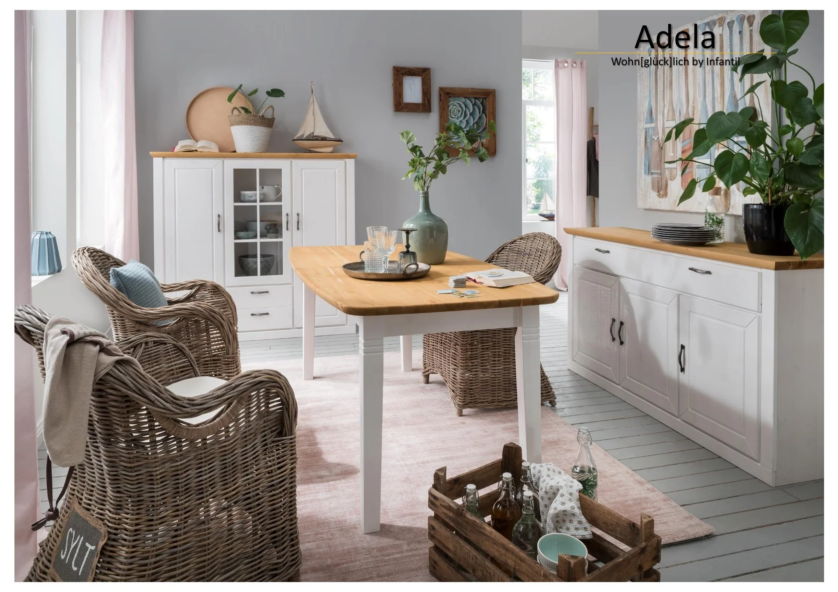 Esszimmer Highboard Adela 3-türig mit Schublade aus Kiefer massiv B/H/T 144 x 135 x 42 cm - Image 4