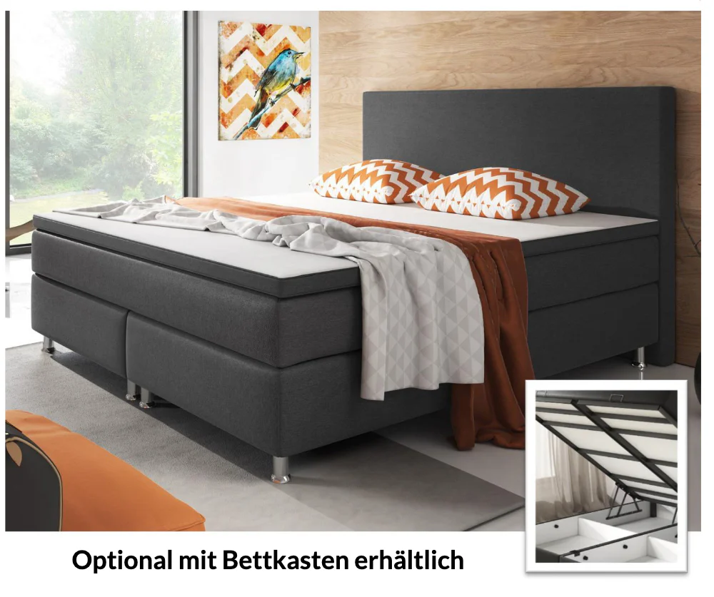 Boxspringbett M01-Adelia Anthrazit - Braun - Schwarz Breite 90/180 x 200 cm - Image 5
