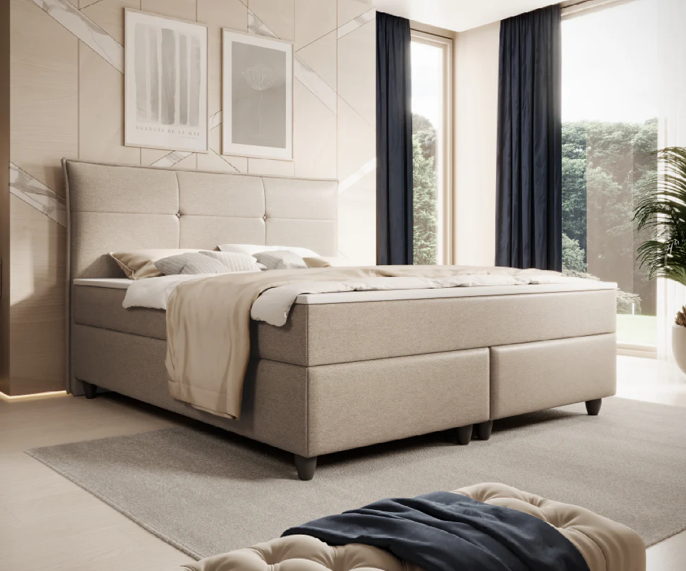 Boxspringbett M04-Amelia Anthrazit - Beige - Schwarz - Grau Breite 180 x 200 cm - Image 3