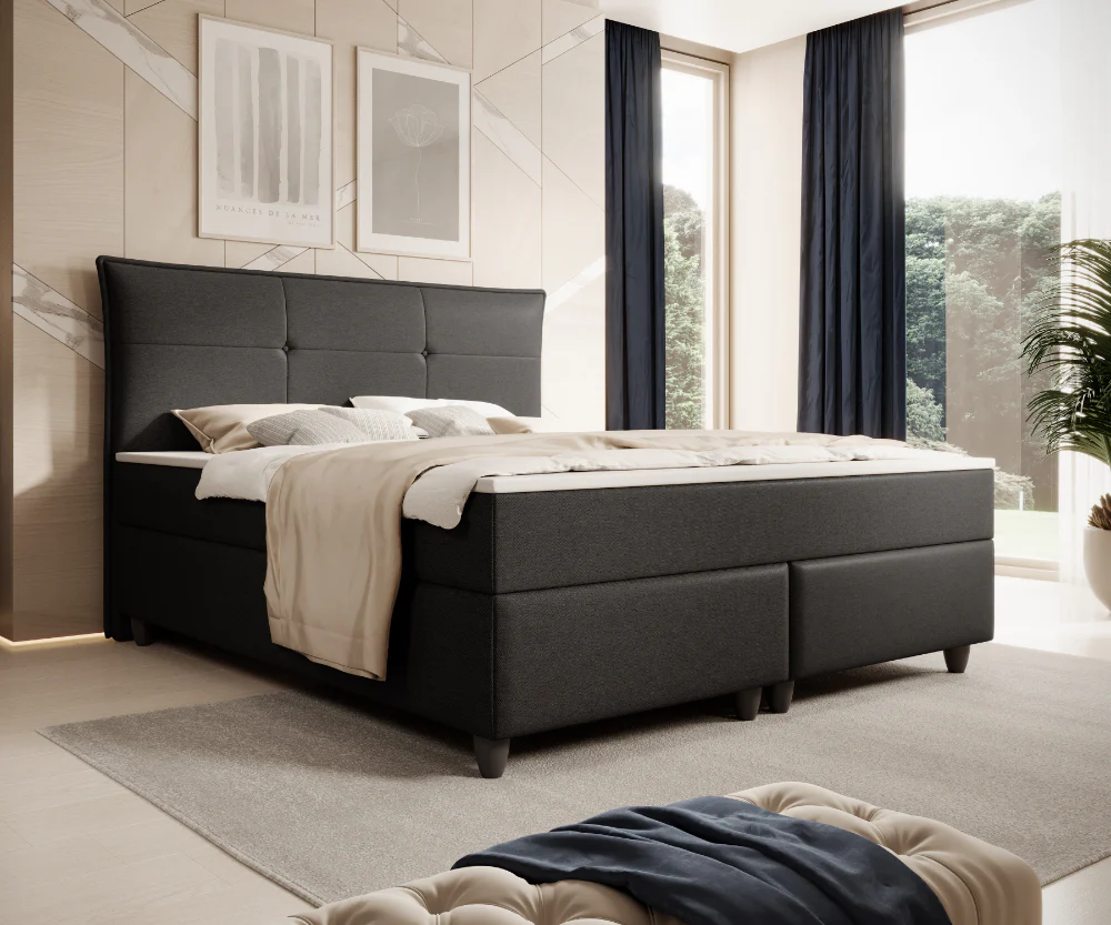 Boxspringbett M04-Amelia Anthrazit - Beige - Schwarz - Grau Breite 180 x 200 cm - Image 4