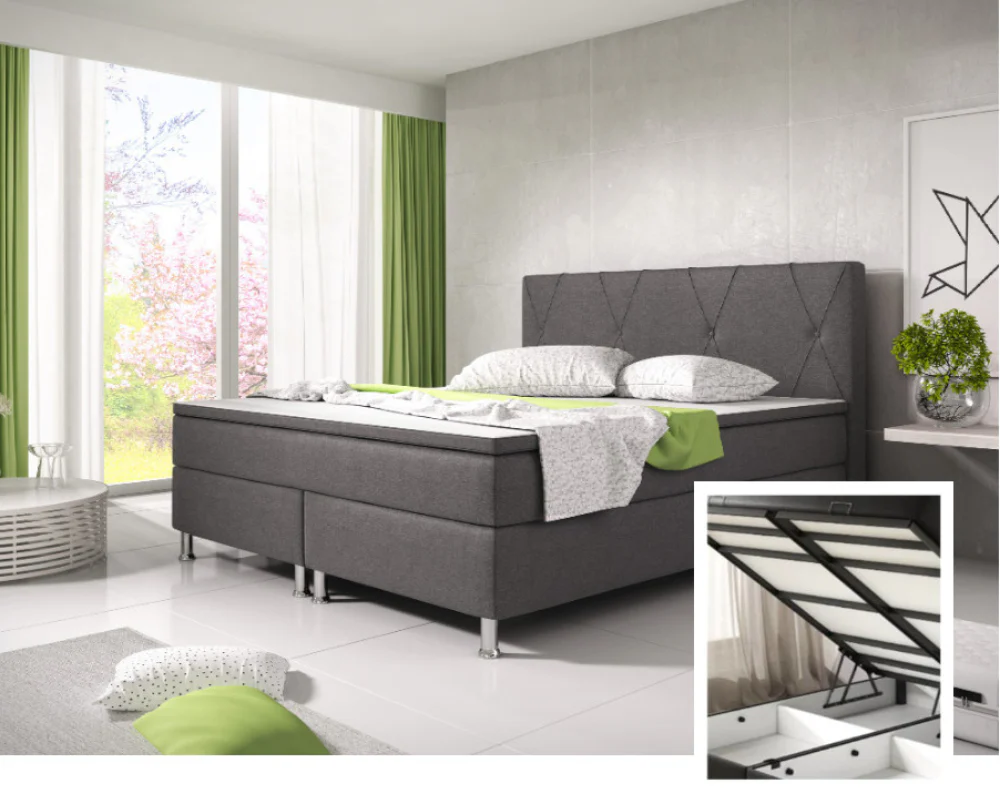 Boxspringbett M02-Bonn Anthrazit - Schwarz Breite 180 x 200 cm - Image 3