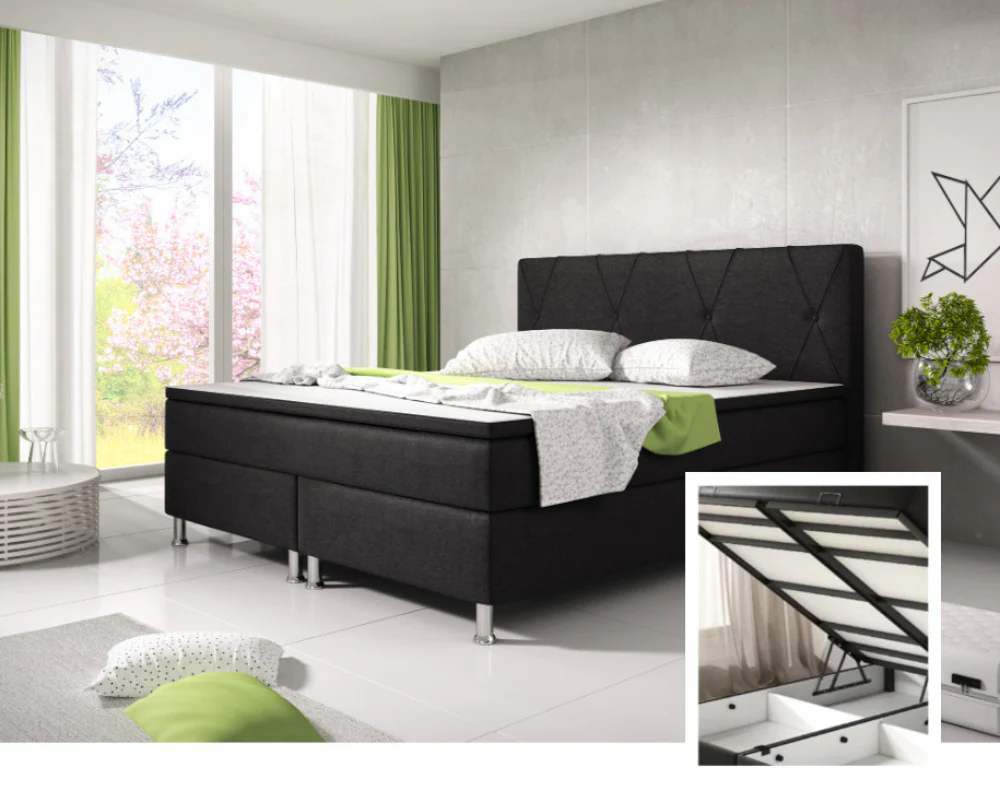 Boxspringbett M02-Bonn Anthrazit - Schwarz Breite 180 x 200 cm - Image 4