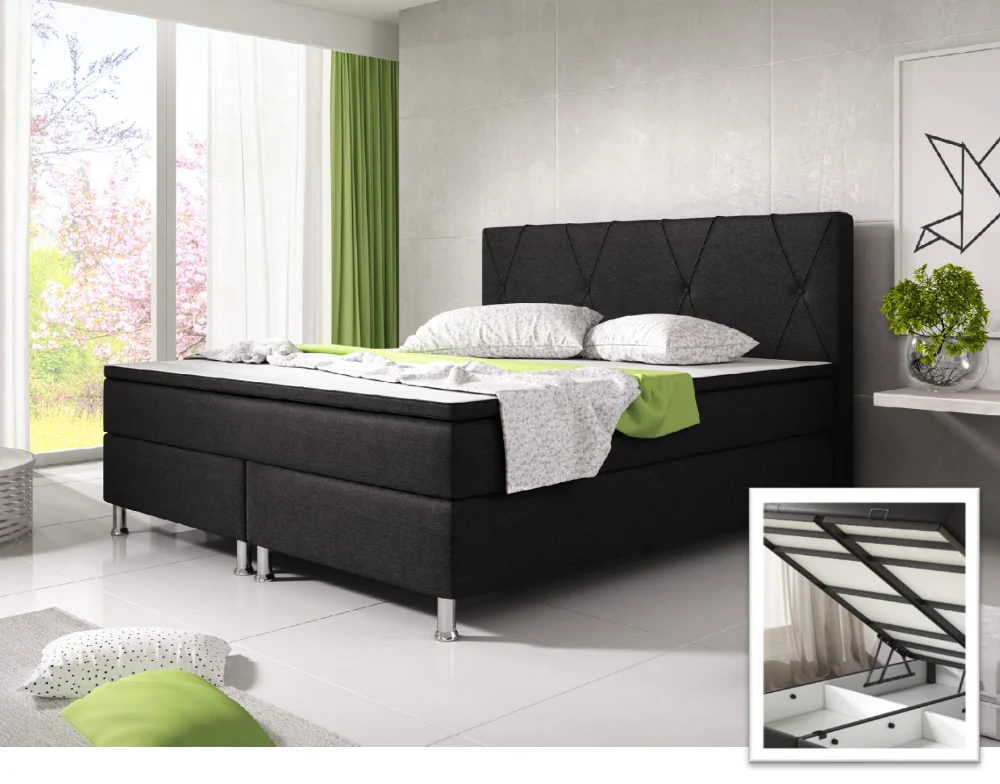 Boxspringbett M02-Bonn Anthrazit - Schwarz Breite 180 x 200 cm - Image 6