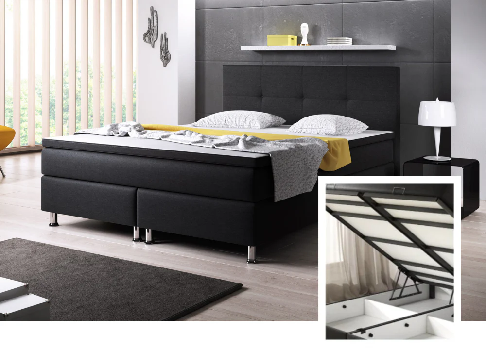 Boxspringbett M03-Mainz Anthrazit - Schwarz Breite 180 x 200 cm - Image 6