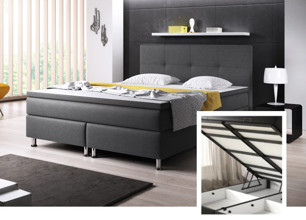 Boxspringbett M03-Mainz Anthrazit - Schwarz Breite 180 x 200 cm - Image 7