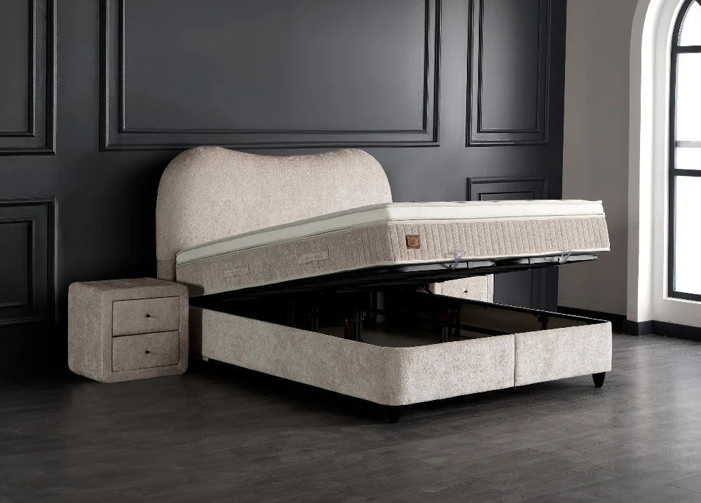 Boxspringbett Sofia Beige Voll-orthopädisches Komfortbett mit Bettkasten, Stauraum, inkl. kostenlose Lieferung und Montage - Image 5