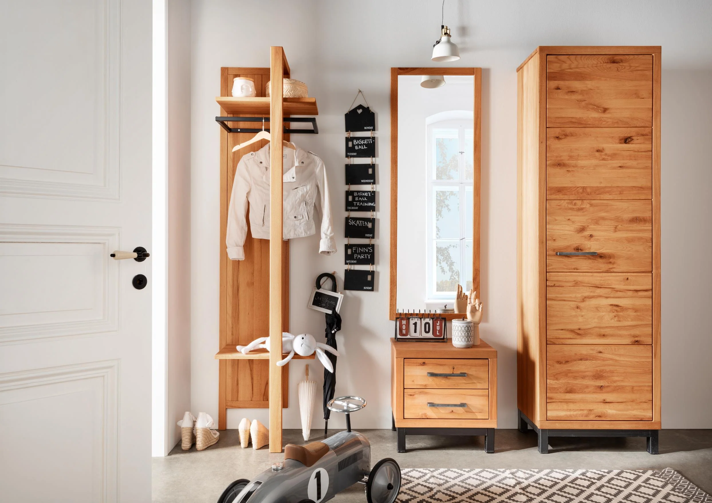 Garderobenkommode Brest Wildeiche/ Kernbuche massiv mit Tür und 3 Schubladen B/H/T 107 x 77 x 55 cm - Image 3