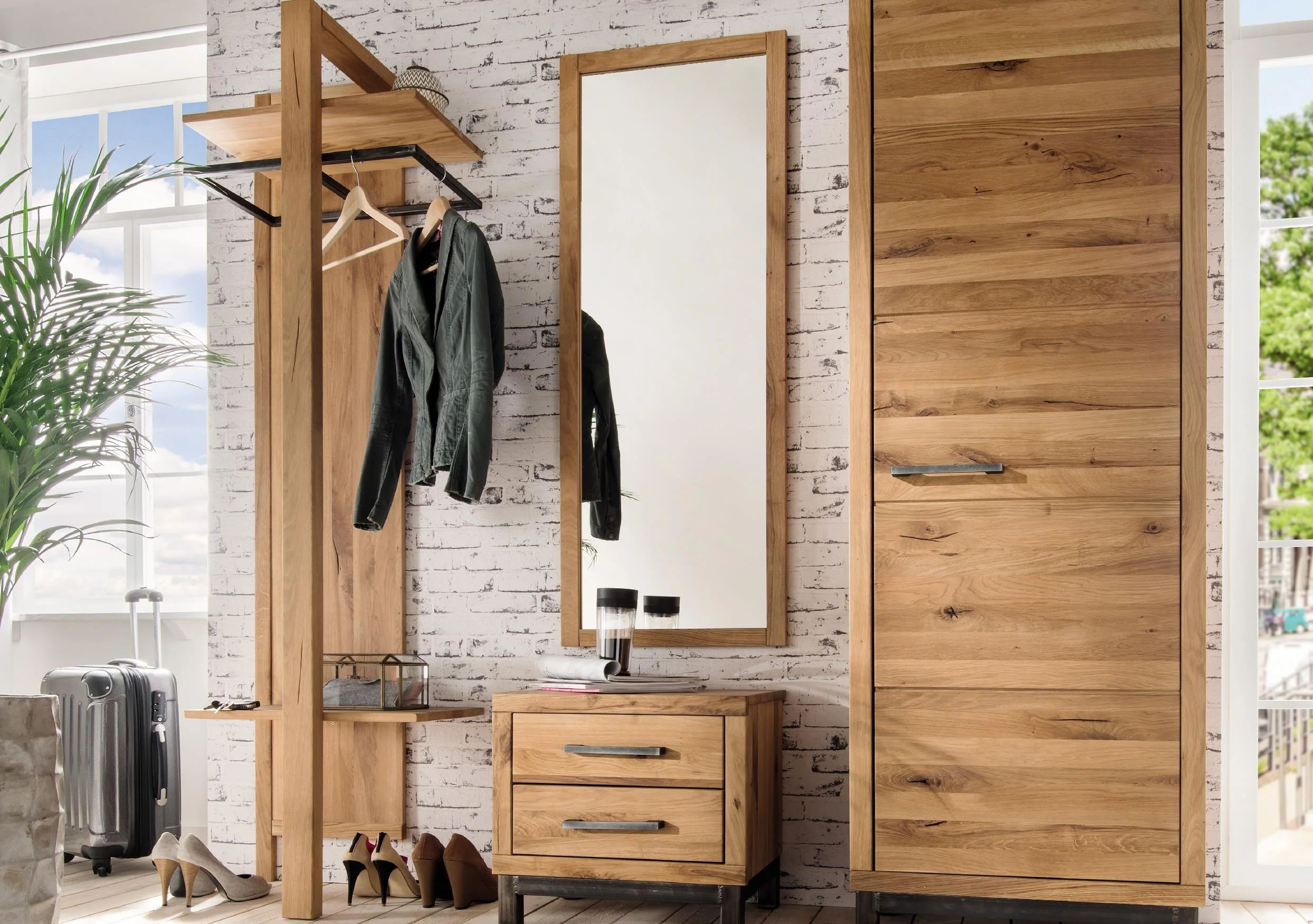 Garderobenspiegel Brest Wildeiche/ Kernbuche massiv B/H/T 50 x 100 x 2 cm - Image 10