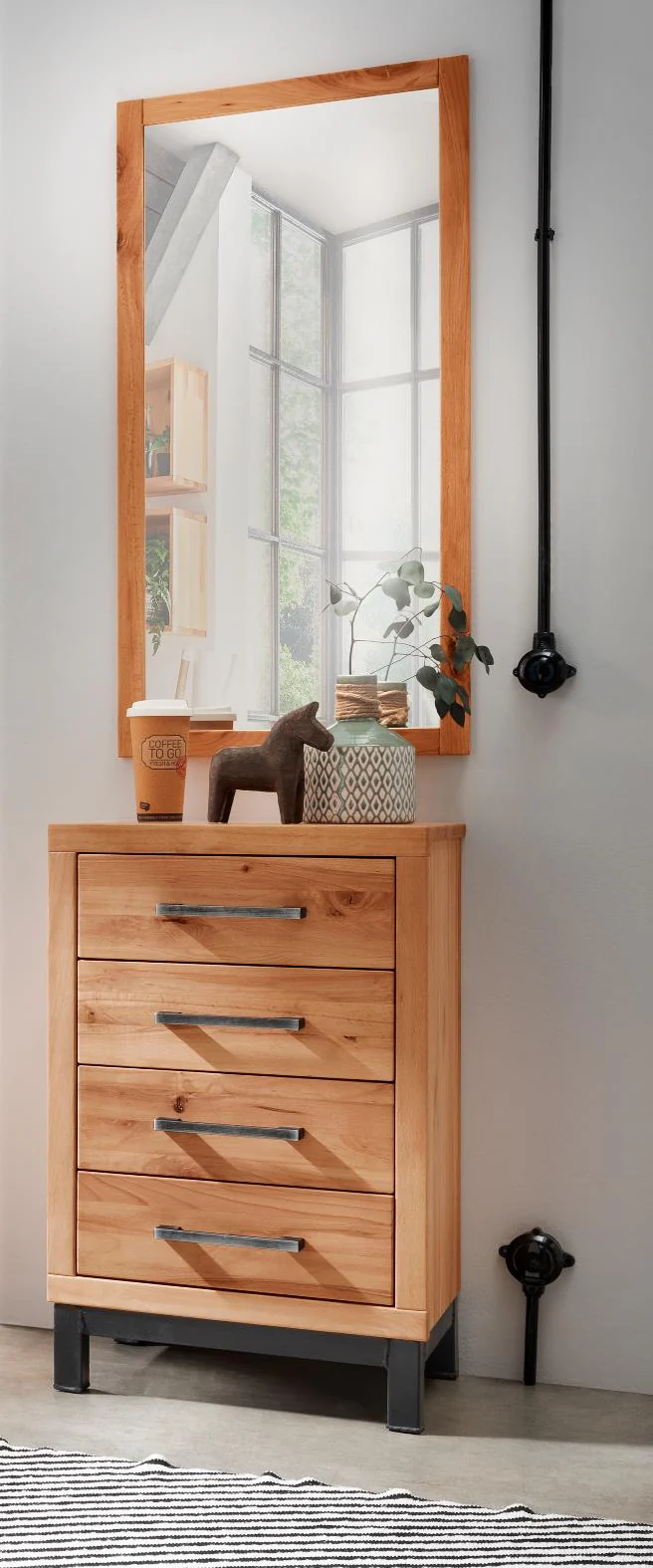 Garderobenspiegel Brest Wildeiche/ Kernbuche massiv B/H/T 50 x 100 x 2 cm - Image 3