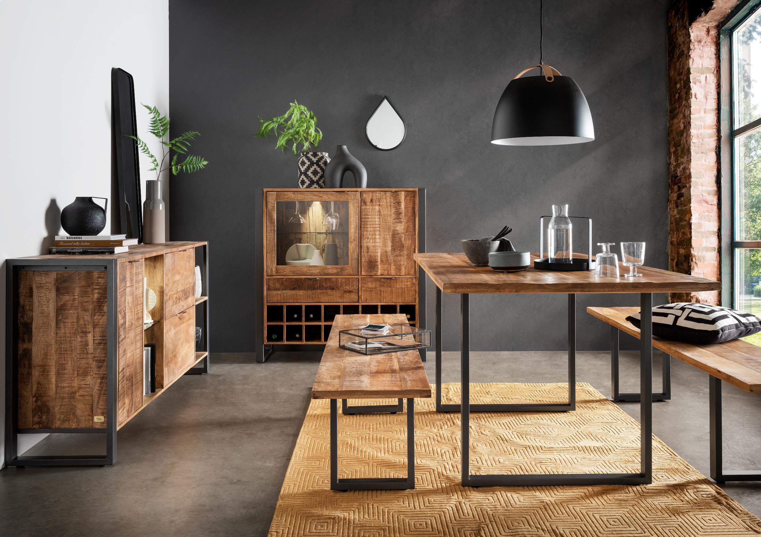 Esszimmersitzbank Cayro Mangoholz massiv multifarbig B/H/T 180/200 x 45 x 38 cm - Image 3