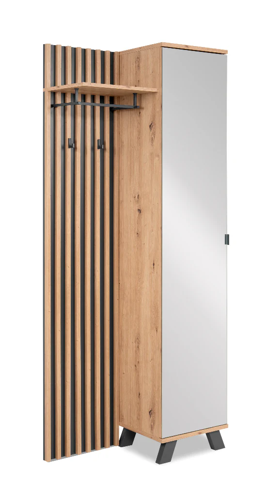 Kompaktgarderobe Medan 42A Artisan-Oak/Anthrazit mit Lamelenelementen B/H/T ca. 80 x 190 x 37 cm - Image 10