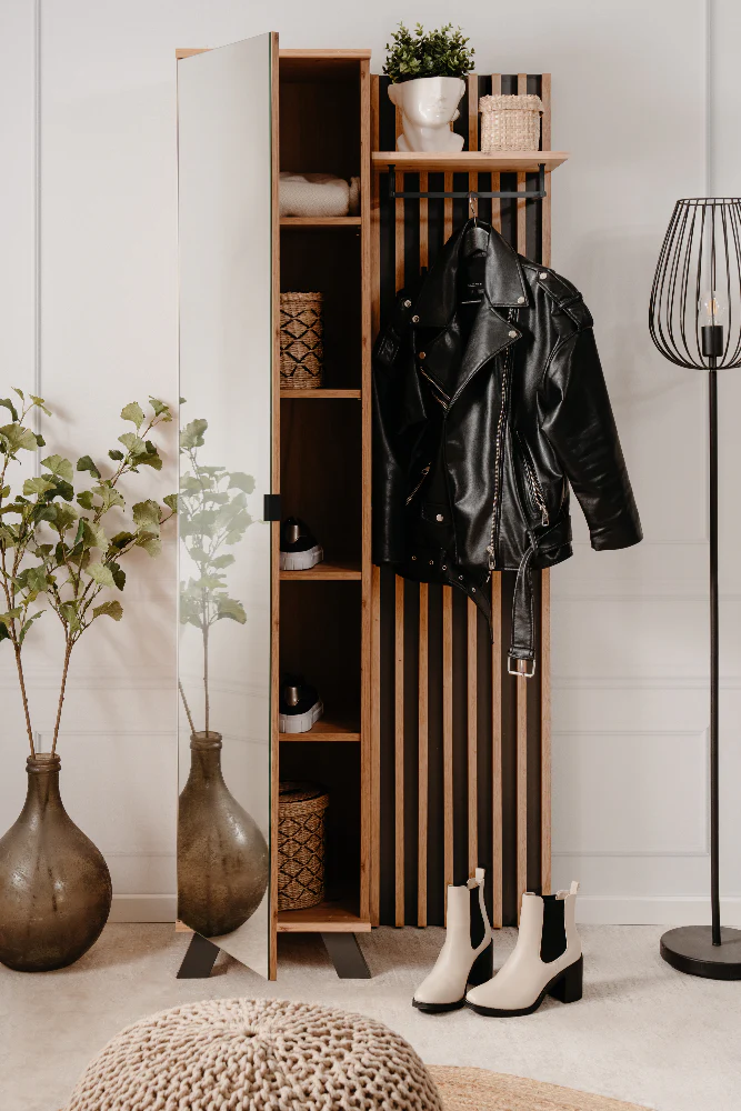 Kompaktgarderobe Medan 42A Artisan-Oak/Anthrazit mit Lamelenelementen B/H/T ca. 80 x 190 x 37 cm - Image 4