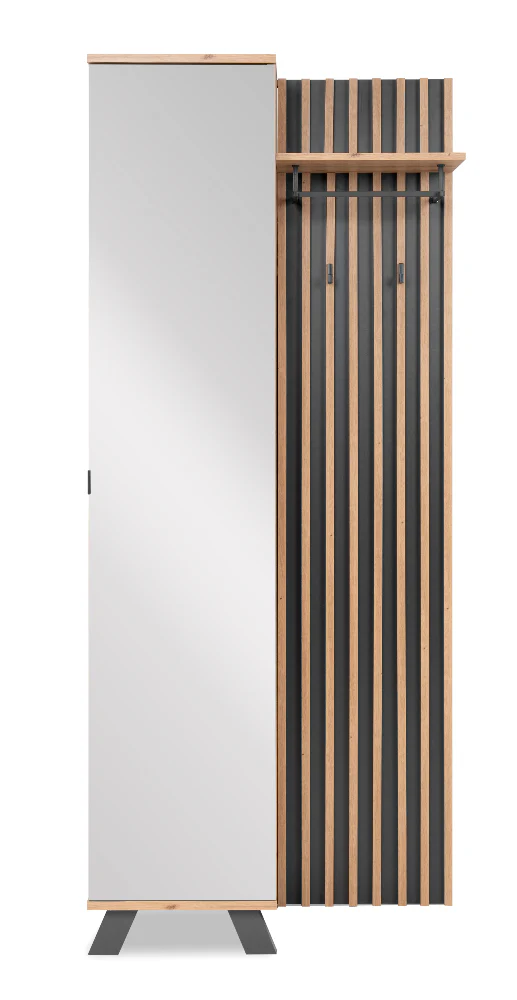 Kompaktgarderobe Medan 42A Artisan-Oak/Anthrazit mit Lamelenelementen B/H/T ca. 80 x 190 x 37 cm - Image 6