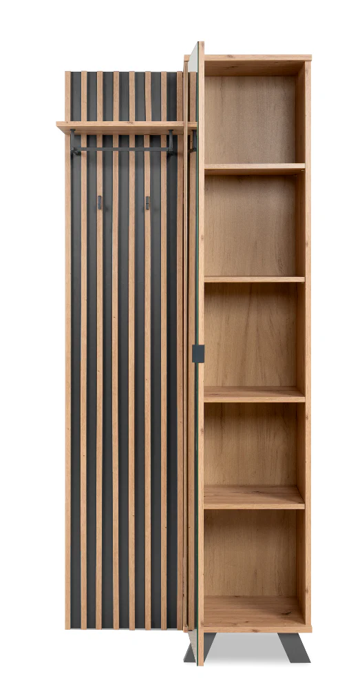 Kompaktgarderobe Medan 42A Artisan-Oak/Anthrazit mit Lamelenelementen B/H/T ca. 80 x 190 x 37 cm - Image 7