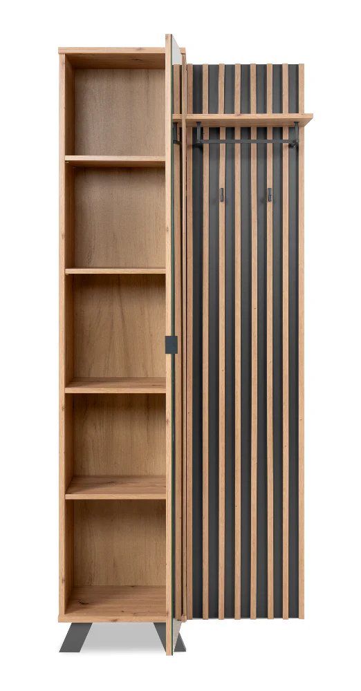 Kompaktgarderobe Medan 42A Artisan-Oak/Anthrazit mit Lamelenelementen B/H/T ca. 80 x 190 x 37 cm - Image 8