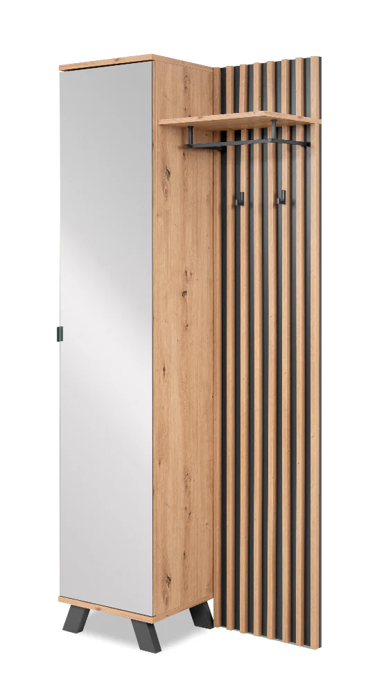 Kompaktgarderobe Medan 42A Artisan-Oak/Anthrazit mit Lamelenelementen B/H/T ca. 80 x 190 x 37 cm - Image 9