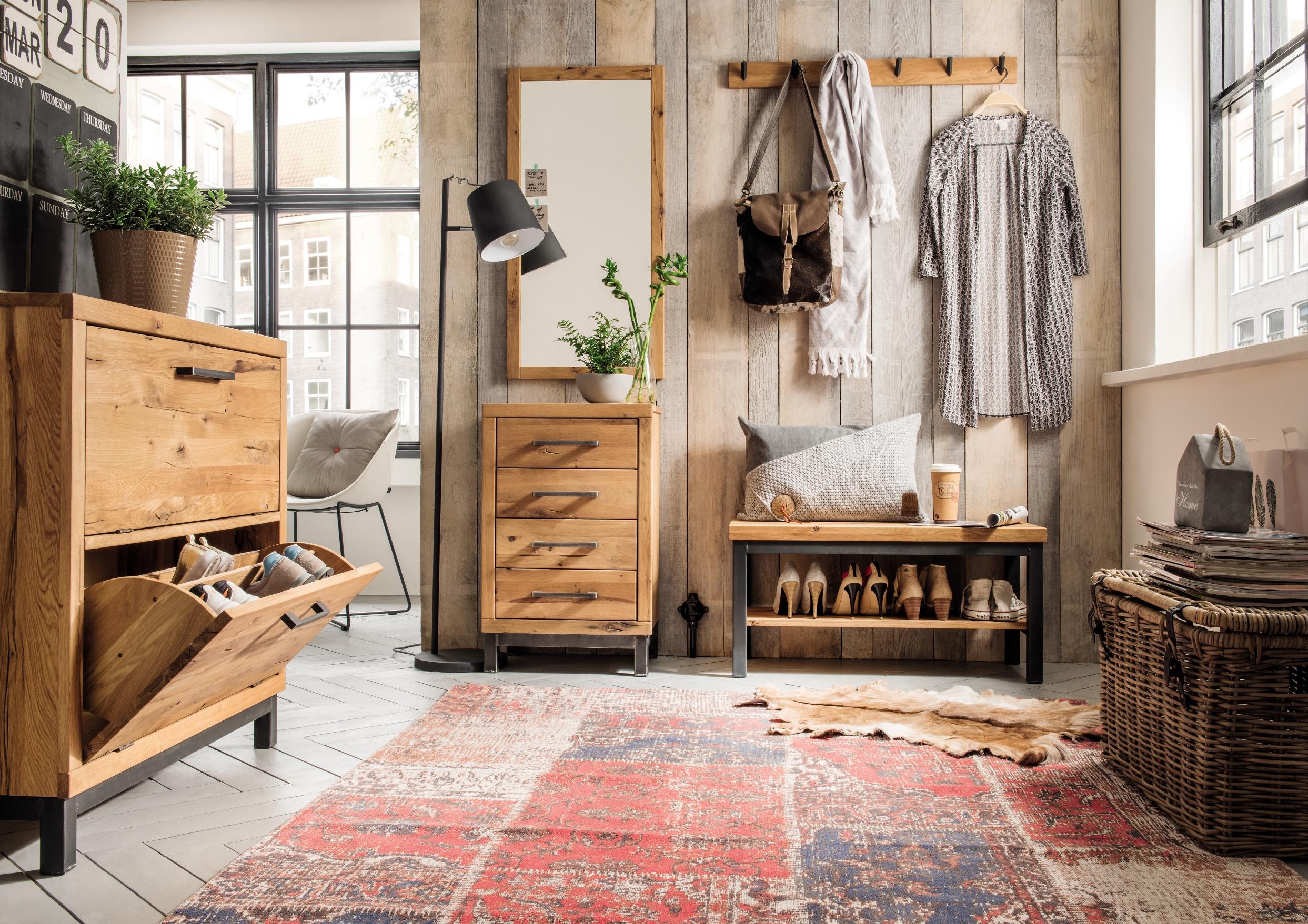 Garderobenschrank Brest Wildeiche/ Kernbuche massiv (rechts angeschlagen) B/H/T 60 x 200 x 38 cm - Image 5